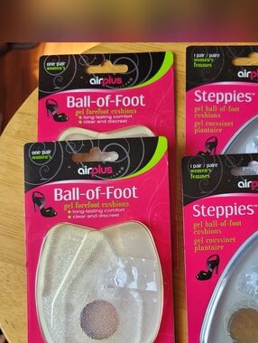 Airplus Ball-of-Foot and Steppies Gel Foot Cushions - Clear. 2 Pair Each